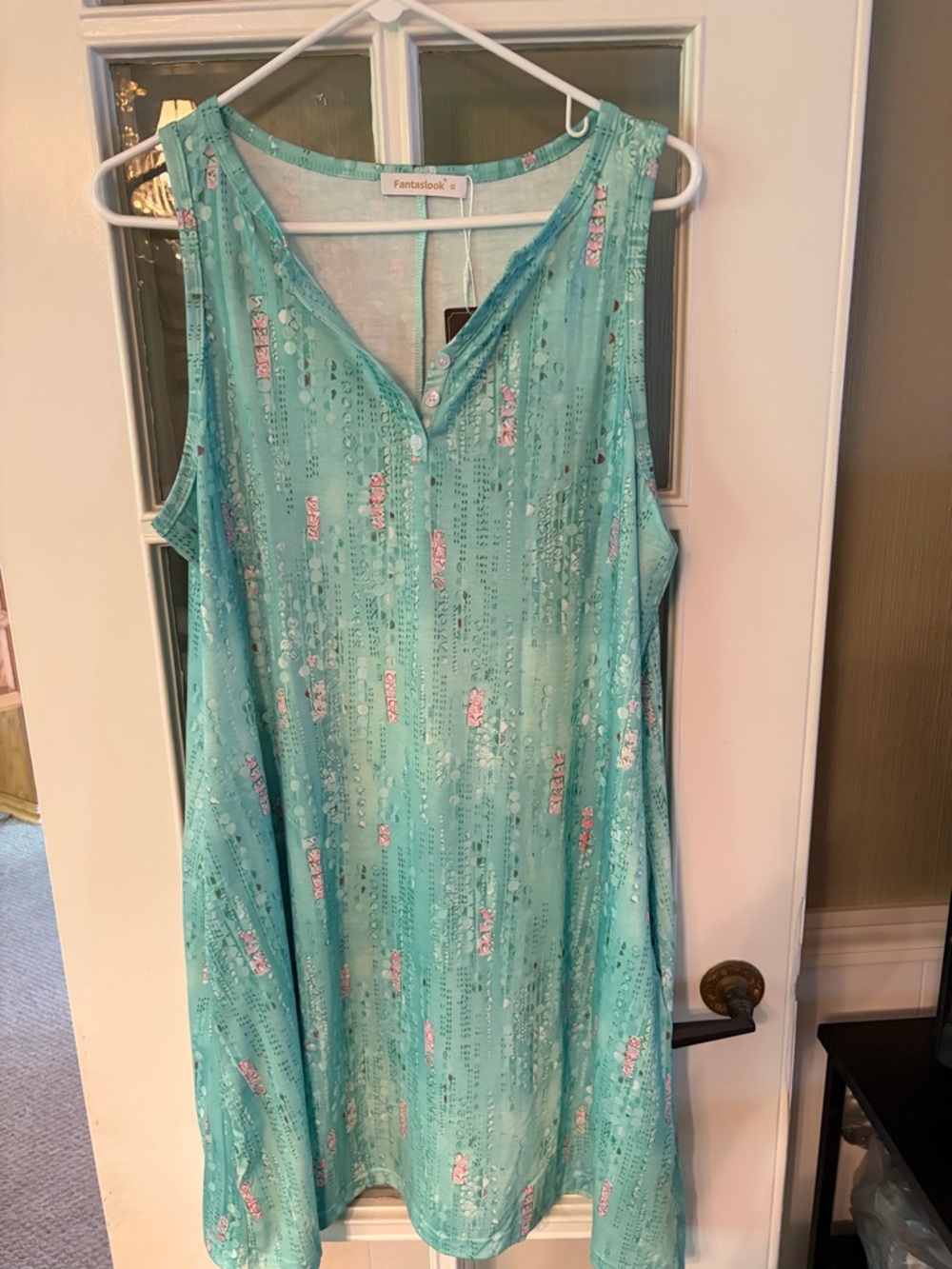 Fantasilook Aqua Sleeveless A-Line Dress